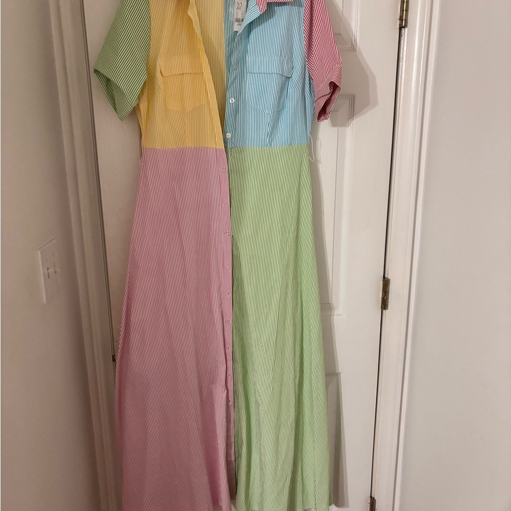 New York & Company Pastel Striped Maxi Dress